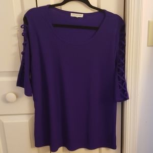 Purple lattice 3/4 sleeve shirt